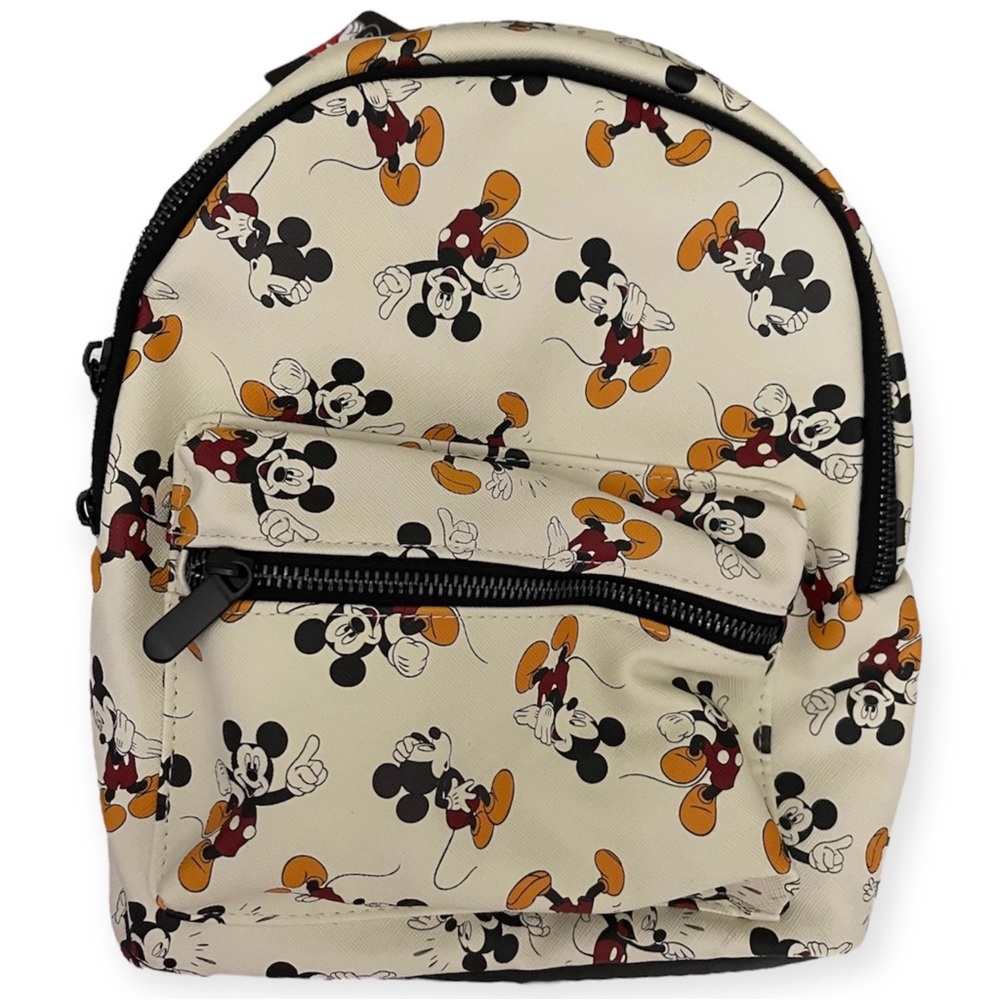 DISNEY x BIOWORLD Mini Backpack Mickey Mouse Print Ivory 11” x 9.5” NWT - Picture 11 of 11